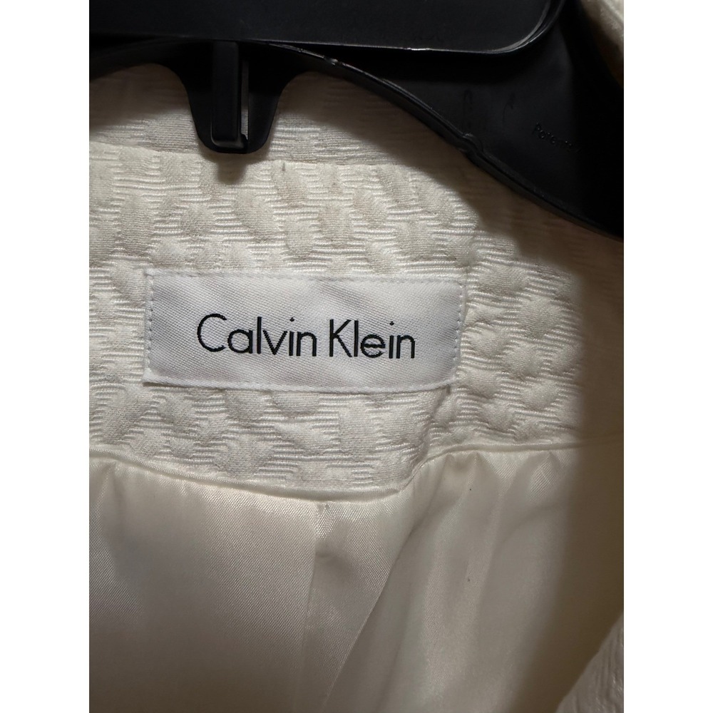 Calvin Klein White Textured Two Button Blazer Jacket Gold Buttons Size 18W - Picture 2 of 7